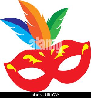 vector illustration of a red carnival mask with feathers Stock Vector