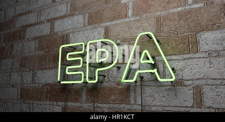 EPA - fluorescent Neon tube Sign on brickwork - Front view - 3D ...
