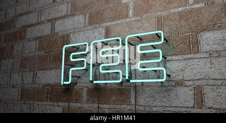 FEE - Glowing Neon Sign on stonework wall - 3D rendered royalty free stock illustration.  Can be used for online banner ads and direct mailers. Stock Photo