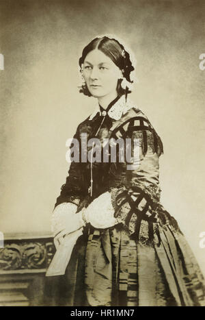 Florence Nightingale (1820-1910), the founder of modern nursing, in a c1856 photograph by William Edward Kilburn. Nightingale led a team of nurses she trained to tend to the wounded British and allied forces in the Crimean War (1854) at the Barrack Hospital in Scutari, a suburb of Constantinople. In 1860, she laid the foundation of professional nursing with the establishment of her nursing school at St Thomas' Hospital in London. Stock Photo