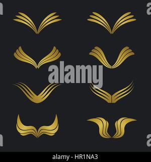 Golden Wing set Stock Vector
