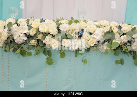 Flowers decorating of wedding table, closeup Stock Photo