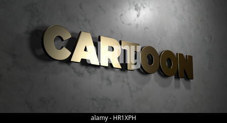 Cartoon - Gold sign mounted on glossy marble wall  - 3D rendered royalty free stock illustration. This image can be used for an online website banner  Stock Photo