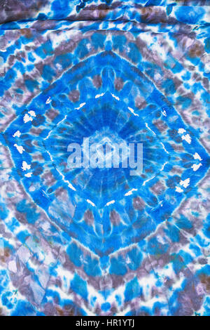 silk scarf with abstract blue geometric pattern hand painted in nodular technique Stock Photo