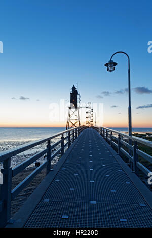 Lighthouse Obereversand, fishing port of Dorum-Neufe Stock Photo