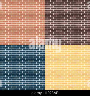 Different types of brick walls. Background of brick walls. red, yellow, blue, brown. Seamless pattern. Vintage and comfortable. For Backgrounds, textu Stock Vector