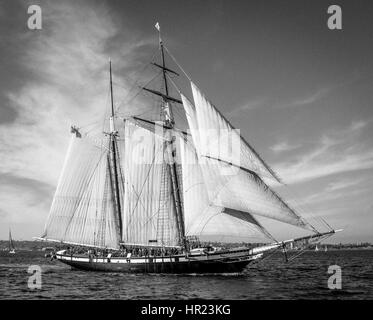 Schooner on San Diego bay Stock Photo