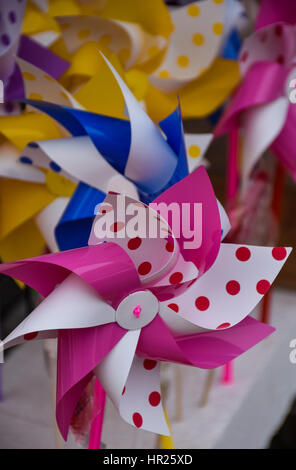 Colorful kids windmills Stock Photo