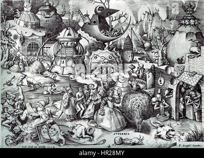 Pieter Bruegel the Elder- The Seven Deadly Sins or the Seven Vices - Pride Stock Photo