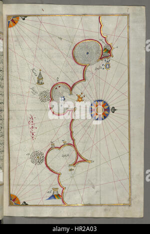 Piri Reis - Map of the Libyan Coast Towards the Egyptian Border - Walters W658295B - Full Page Stock Photo