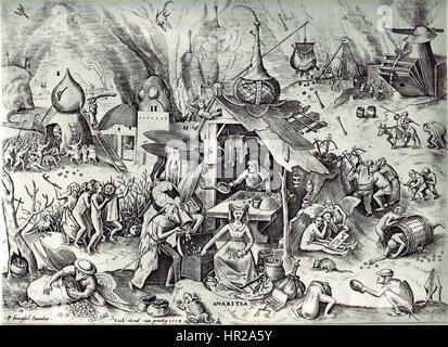 Pieter Bruegel the Elder- The Seven Deadly Sins or the Seven Vices - Avarice Stock Photo