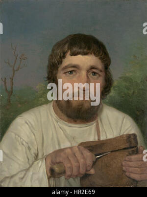 Peasant with bread by Venetsianov (1820s, Russian museum) Stock Photo