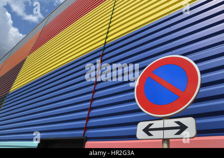 The multicolored train museum in Mulhouse, France Stock Photo