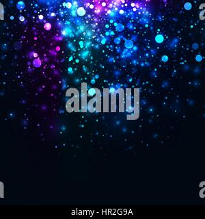Vector rainbow glowing light glitter background. Galaxy magic lights background. Star burst with sparkles on black background Stock Vector