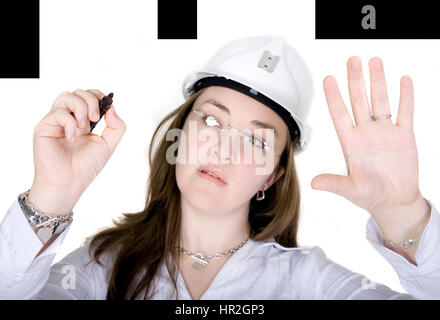 architect drawing on screen over a white background Stock Photo