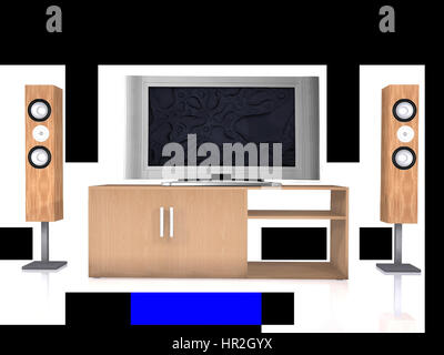 home theatre system made in 3d over white Stock Photo