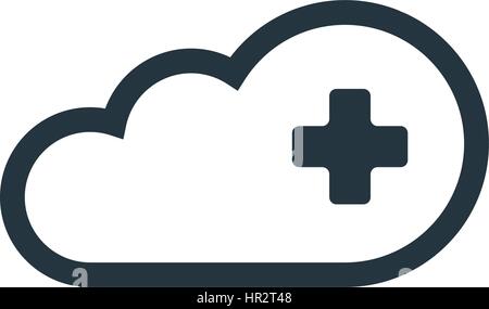 Cloud Computing Concept with Plus Icon Design Stock Vector