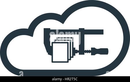 Cloud Computing Concept with Comppres Data Icon Design Stock Vector