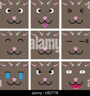 Square emotion face of Brown Goat vector with isolated Stock Vector