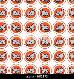 Cartoon rat pattern on white background Stock Vector