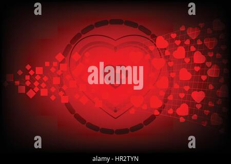 Heart shape transform from square shape on red background Stock Vector