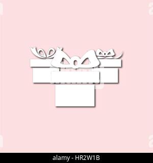 Three white present box in different ribbon on pink background Stock Vector