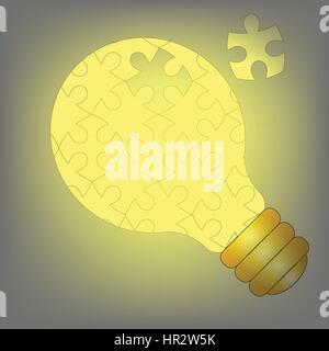 Jigsaw puzzle of light bulb idea vector Stock Vector
