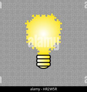 Light bulb in Greay jigsaw puzzle with idea concept Stock Vector