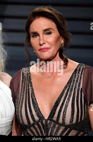 Caitlyn Jenner arriving at the Vanity Fair Oscar Party in Beverly Hills, Los Angeles, USA. Stock Photo