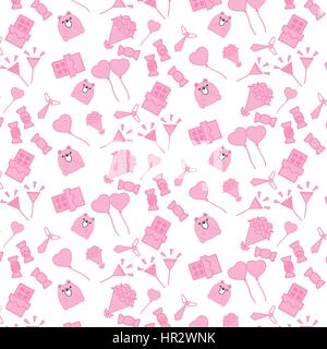 Pink valentine gift item pattern on white background Stock Vector