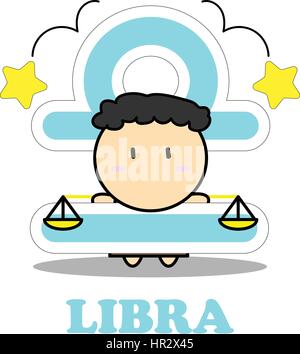 Libra cartoon with Big Zodiac sign icon vector isolated on white background Stock Vector