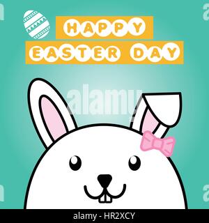 Happy easter day with cute rabbit on carrot and present box pattern Stock Vector