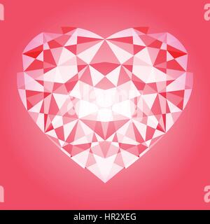Beautiful pink heart mosaic polygon abstract background for valentine concept Stock Vector
