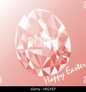 Beautiful polygonal mosaic egg on light orange background in Happy easter concept Stock Vector