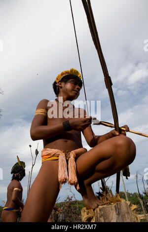 Native indians in the Amazone, brazil Stock Photo
