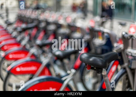 Santander Cycle bike-sharing scheme selective focus view London England UK