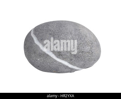 gray stone with white line isolated on white background Stock Photo