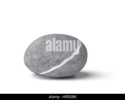 natural gray stone with white line isolated on white background Stock Photo