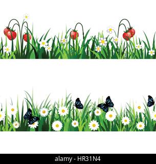 Green Grass seamless set Stock Vector