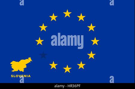 Referendum of the Slovenia membership of the European Union. EU flag with the country of Slovenia. The concept of leaving EU. Vector illustration Stock Vector