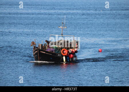 The small fishing boat Lorrine (WK 108), off Cloch Point on the Firth of Clyde Stock Photo