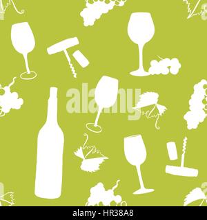 Seamless wine vector pattern with freehand drawings Stock Vector