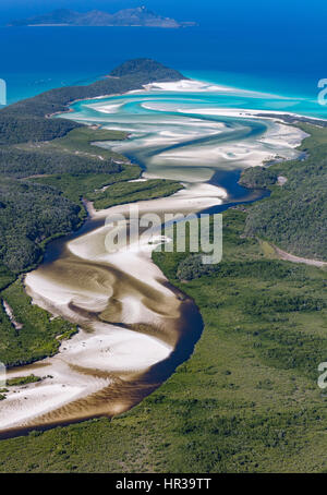 View downstream to Hill Inlet and Whitehaven Beach, Whitsunday Island, Queensland, Australia Stock Photo