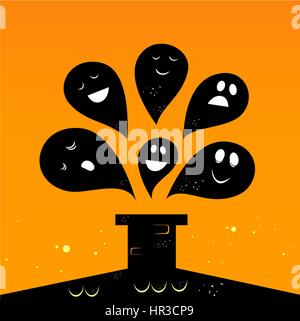 10281437 - collection of vector stylized ghost creatures. Stock Photo