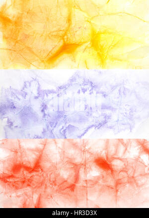 Set of colour watercolor backgrounds with texture of crumpled paper Stock Photo