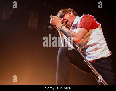 London, Ontario, Canada. 26th February 2017. Billy Talent lead singer Benjamin Kowalewicz performs in concert on February 26, 2017 in London, Ontario, Canada. Credit: Mark Spowart/Alamy Live News Stock Photo