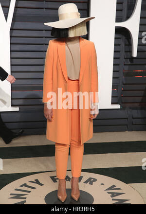 Beverly Hills, California, USA. 26th Feb, 2017. Sia at the Vanity Fair Oscar Party 2017 on February 26, 2017 in Beverly Hills, California. Credit: Mpi99/Media Punch/Alamy Live News Stock Photo