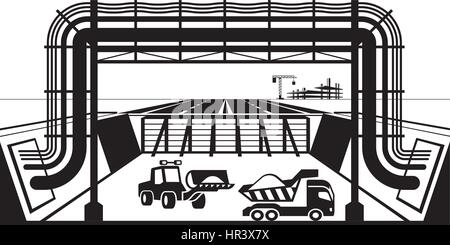 Relocating pipelines and cables in construction - vector illustration Stock Vector