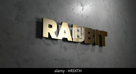 Rabbit - Gold sign mounted on glossy marble wall  - 3D rendered royalty free stock illustration. This image can be used for an online website banner a Stock Photo