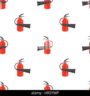 Red Metallic Extinguisher Seamless Pattern Stock Vector